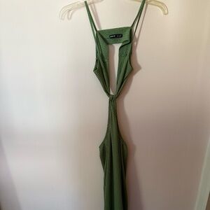 Green sheen cutout dress